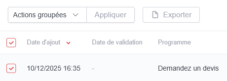 Validation par action groupée